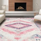 Ultra Soft Area Rug, Non Slip, Stain Resistant, Washable Area Rugs for Living Room, Bedroom, Delicate Blush Tiled Arrangement(Pink)