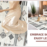 Ultra Soft Area Rug, Non Slip, Stain Resistant, Washable Area Rugs for Living Room, Bedroom, Minimalist Tribal Kitchen Stain-Resistant Floor Mat(Black)