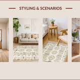 Ultra Soft Area Rug, Non Slip, Stain Resistant, Washable Area Rugs for Living Room, Bedroom, Elegant Ivory Geometric Arrangement(Beige)