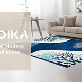 Ultra Soft Area Rug, Non Slip, Stain Resistant, Washable Area Rugs for Living Room, Bedroom, Stylish Coastal Abstract Composition(Blue)