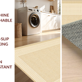 Ultra Soft Area Rug, Non Slip, Stain Resistant, Washable Area Rugs for Living Room, Bedroom, Rustic Low Pile Gentle Waves(Beige)