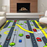 Ultra Soft Area Rug, Non Slip, Stain Resistant, Washable Area Rugs for Living Room, Bedroom, Educational City Life Journey Mat(Yellow)
