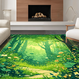 Ultra Soft Area Rug, Non Slip, Stain Resistant, Washable Area Rugs for Living Room, Bedroom, Joyful Colorful Garden Vibe(Green)