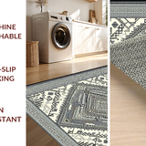 Ultra Soft Area Rug, Non Slip, Stain Resistant, Washable Area Rugs for Living Room, Bedroom, Rustic Monochrome Ogee Design(Gray)