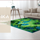 Ultra Soft Area Rug, Non Slip, Stain Resistant, Washable Area Rugs for Living Room, Bedroom, Educational Earth Tones Map Motif(Green)