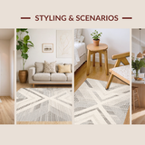Ultra Soft Area Rug, Non Slip, Stain Resistant, Washable Area Rugs for Living Room, Bedroom, Rustic Natural Fiber Inspired Design(Gray)