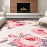 Ultra Soft Area Rug, Non Slip, Stain Resistant, Washable Area Rugs for Living Room, Bedroom, Vivid Rose Shaped Decor Accent(Pink)