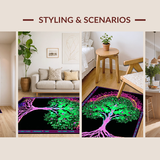 Ultra Soft Area Rug, Non Slip, Stain Resistant, Washable Area Rugs for Living Room, Bedroom, Eclectic UV Reactive Aesthetic(Green)