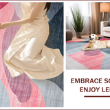 Ultra Soft Area Rug, Non Slip, Stain Resistant, Washable Area Rugs for Living Room, Bedroom, Elegant Grey Pink Geometric Fusion(Gray)