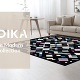 Ultra Soft Area Rug, Non Slip, Stain Resistant, Washable Area Rugs for Living Room, Bedroom, Sleek Monochrome Trellis Style(Black)
