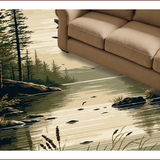 Ultra Soft Area Rug, Non Slip, Stain Resistant, Washable Area Rugs for Living Room, Bedroom, Vibrant Multi-Color Fishing Landscape(Brown)