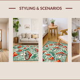 Ultra Soft Area Rug, Non Slip, Stain Resistant, Washable Area Rugs for Living Room, Bedroom, Whimsical Cozy Nature Motif(Red)