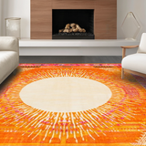 Ultra Soft Area Rug, Non Slip, Stain Resistant, Washable Area Rugs for Living Room, Bedroom, Intricate Sunbeam Inspired Artwork(Orange)