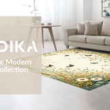 Ultra Soft Area Rug, Non Slip, Stain Resistant, Washable Area Rugs for Living Room, Bedroom, Cozy Pastel Floral Insect Theme(Beige)