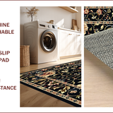 Ultra Soft Area Rug, Non Slip, Stain Resistant, Washable Area Rugs for Living Room, Bedroom, Stylish Black and Grey Elegance(Black)