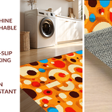 Ultra Soft Area Rug, Non Slip, Stain Resistant, Washable Area Rugs for Living Room, Bedroom, Fun Round Visual Learning Adventure(Orange)