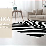 Ultra Soft Area Rug, Non Slip, Stain Resistant, Washable Area Rugs for Living Room, Bedroom, Black and White Zebra Entryway Non-Slip Rug(Black)
