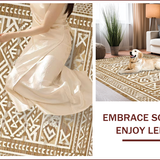 Ultra Soft Area Rug, Non Slip, Stain Resistant, Washable Area Rugs for Living Room, Bedroom, Trendy Lattice Design with Warmth(Beige)