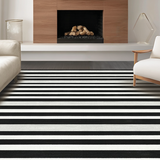 Ultra Soft Area Rug, Non Slip, Stain Resistant, Washable Area Rugs for Living Room, Bedroom, Classic Black And White Striped Rug: Farmhouse Style Door Mat(Black)