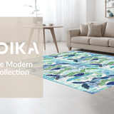 Ultra Soft Area Rug, Non Slip, Stain Resistant, Washable Area Rugs for Living Room, Bedroom, Playful Sea Turtle and Pebble Pattern Rug with Abstract Oceanic Geometry(Blue)