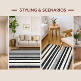 Ultra Soft Area Rug, Non Slip, Stain Resistant, Washable Area Rugs for Living Room, Bedroom, Monochrome Striped Floor Covering With Contemporary Geometric Lines Rug(Gray)
