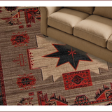 Ultra Soft Area Rug, Non Slip, Stain Resistant, Washable Area Rugs for Living Room, Bedroom, Primitive Cozy Geometric Motif(Beige)