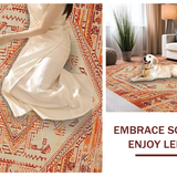 Ultra Soft Area Rug, Non Slip, Stain Resistant, Washable Area Rugs for Living Room, Bedroom, Artful Tiled Rustic Visuals(Orange)