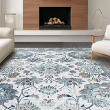 Ultra Soft Area Rug, Non Slip, Stain Resistant, Washable Area Rugs for Living Room, Bedroom, Rustic Gray Floral Reverie(Ivory)