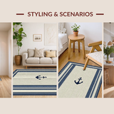 Ultra Soft Area Rug, Non Slip, Stain Resistant, Washable Area Rugs for Living Room, Bedroom, Elegant Striped Nautical Aesthetic(Beige)