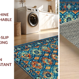 Ultra Soft Area Rug, Non Slip, Stain Resistant, Washable Area Rugs for Living Room, Bedroom, Chic Transitional Ogee Pattern(Blue)