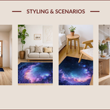 Ultra Soft Area Rug, Non Slip, Stain Resistant, Washable Area Rugs for Living Room, Bedroom, Ethereal Cosmic Starburst Tapestry(Blue)