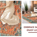 Ultra Soft Area Rug, Non Slip, Stain Resistant, Washable Area Rugs for Living Room, Bedroom, Elegant Distressed Patterned Delight(Orange)