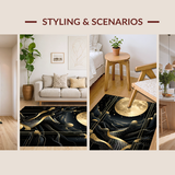 Ultra Soft Area Rug, Non Slip, Stain Resistant, Washable Area Rugs for Living Room, Bedroom, Sophisticated Abstract Marble Aesthetic(Gold)