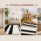 Ultra Soft Area Rug, Non Slip, Stain Resistant, Washable Area Rugs for Living Room, Bedroom, Vibrant Modern Textured Lines(Beige)