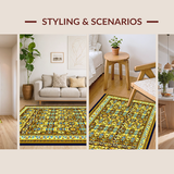 Ultra Soft Area Rug, Non Slip, Stain Resistant, Washable Area Rugs for Living Room, Bedroom, Modern Cheerful Patterned Welcome(Gold)