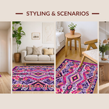 Ultra Soft Area Rug, Non Slip, Stain Resistant, Washable Area Rugs for Living Room, Bedroom, Chic Modern Ethnic Patterned Piece(Purple)