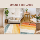 Ultra Soft Area Rug, Non Slip, Stain Resistant, Washable Area Rugs for Living Room, Bedroom, Sleek Neutral Twisted Braids(Orange)