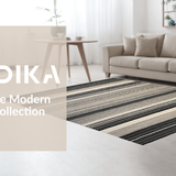 Ultra Soft Area Rug, Non Slip, Stain Resistant, Washable Area Rugs for Living Room, Bedroom, Rustic Textured Linear Motif(Black)