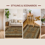 Ultra Soft Area Rug, Non Slip, Stain Resistant, Washable Area Rugs for Living Room, Bedroom, Rustic Khaki Animal Print Textile(Brown)