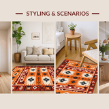 Ultra Soft Area Rug, Non Slip, Stain Resistant, Washable Area Rugs for Living Room, Bedroom, Artisanal Trellis Inspired Layout(Orange)