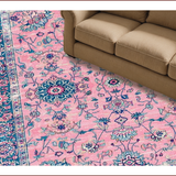 Ultra Soft Area Rug, Non Slip, Stain Resistant, Washable Area Rugs for Living Room, Bedroom, Charming Retro Floral Motif(Pink)