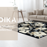 Ultra Soft Area Rug, Non Slip, Stain Resistant, Washable Area Rugs for Living Room, Bedroom, Whimsical Green Vintage Design(White)