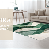Ultra Soft Area Rug, Non Slip, Stain Resistant, Washable Area Rugs for Living Room, Bedroom, Contemporary Subtle Leaf Design(Green)