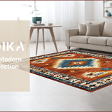 Ultra Soft Area Rug, Non Slip, Stain Resistant, Washable Area Rugs for Living Room, Bedroom, Vibrant Tribal Diamond Arrangement(Red)