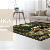 Ultra Soft Area Rug, Non Slip, Stain Resistant, Washable Area Rugs for Living Room, Bedroom, Vibrant Earth Toned Wildlife Design(Brown)