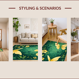 Ultra Soft Area Rug, Non Slip, Stain Resistant, Washable Area Rugs for Living Room, Bedroom, Elegant Butterfly Leaf Composition(Green)