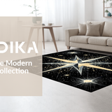 Ultra Soft Area Rug, Non Slip, Stain Resistant, Washable Area Rugs for Living Room, Bedroom, Trendy Cosmic Linear Arrangement(Gold)