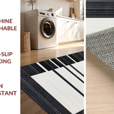Ultra Soft Area Rug, Non Slip, Stain Resistant, Washable Area Rugs for Living Room, Bedroom, Modern Linear Spectrum Runner Rug with Alternating Bold and Narrow Stripes(Black)