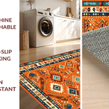 Ultra Soft Area Rug, Non Slip, Stain Resistant, Washable Area Rugs for Living Room, Bedroom, Sophisticated Warm Tones Tiled Look(Orange)