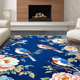 Ultra Soft Area Rug, Non Slip, Stain Resistant, Washable Area Rugs for Living Room, Bedroom, Delicate Floral Pattern Charm(Blue)